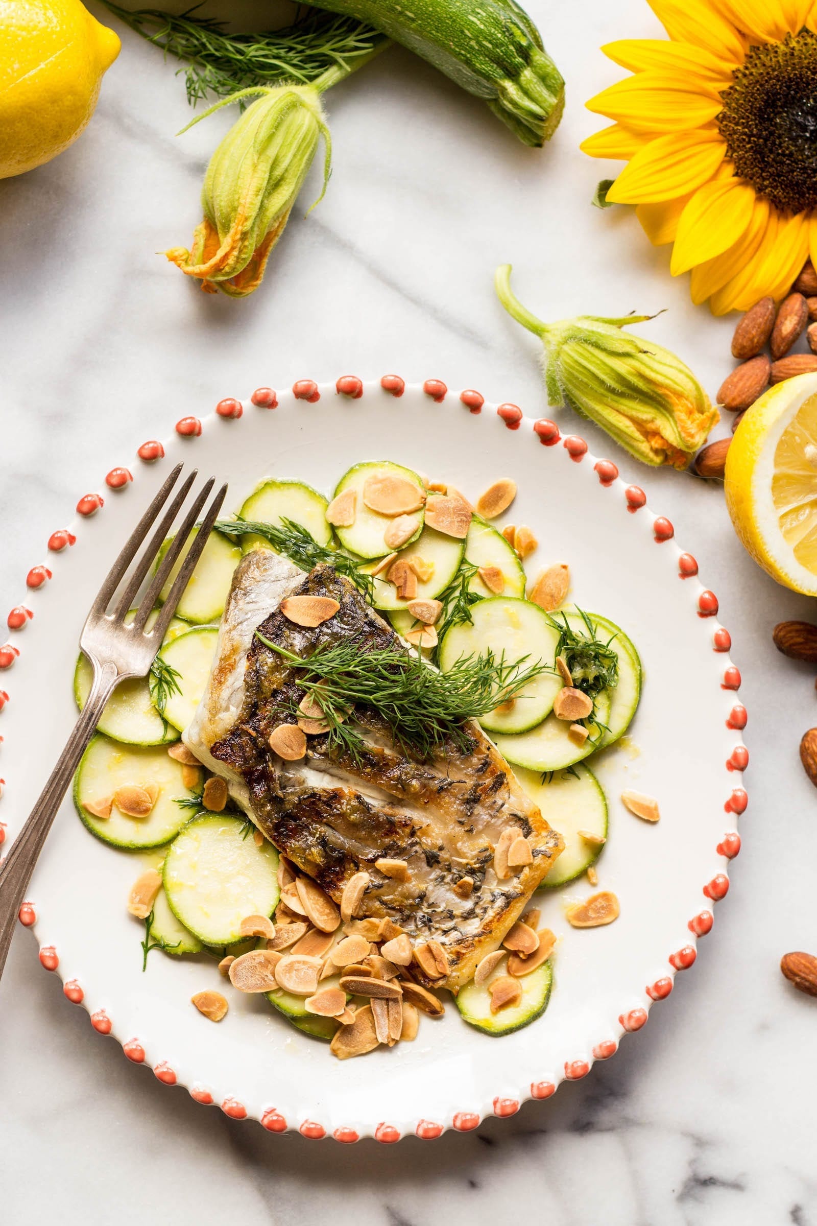 Grilled Barramundi and Zucchini Salad adapted from Michael Symon 