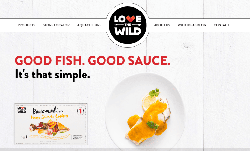 Love the Wild Splash Page with Barramundi Mango Sriracha
